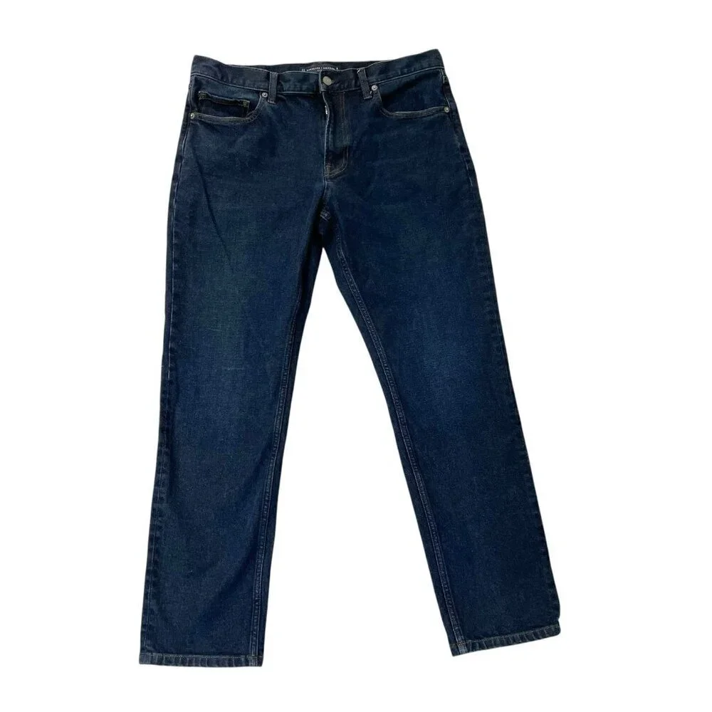 Everlane Uniform Slim 4 Way Stretch Jeans Dark Wash Organic Cotton size 34x30